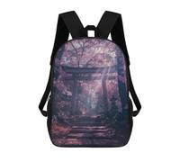 sinyumoney 3D Printed Children's 17inch Torii Gate Japanese Sakura School Backpack High Capacity Travel Book School Bags for Boys Elementary And Middle School Students