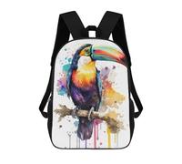 sinyumoney 3D Printed Children's 17inch Toucan in Watercolor School Backpack High Capacity Travel Book School Bags for Boys Elementary And Middle School Students