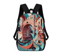 sinyumoney 3D Printed Children's 17inch Venice RIALTO BRIDGE Italy School Backpack High Capacity Travel Book School Bags for Boys Elementary And Middle School Students