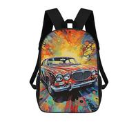 sinyumoney 3D Printed Children's 17inch Vibrant Classic Car Artwork School Backpack High Capacity Travel Book School Bags for Boys Elementary And Middle School Students