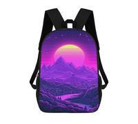 sinyumoney 3D Printed Children's 17inch Vibrant Retro Sunset Landscape School Backpack High Capacity Travel Book School Bags for Boys Elementary And Middle School Students