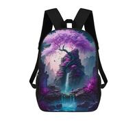 sinyumoney 3D Printed Children's 17inch Violet Magical Tree School Backpack High Capacity Travel Book School Bags for Boys Elementary And Middle School Students