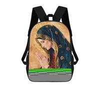 sinyumoney 3D Printed Children's 17inch Virgin Mary Painting School Backpack High Capacity Travel Book School Bags for Boys Elementary And Middle School Students