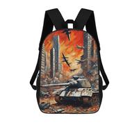 sinyumoney 3D Printed Children's 17inch War Tank School Backpack High Capacity Travel Book School Bags for Boys Elementary And Middle School Students