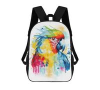 sinyumoney 3D Printed Children's 17inch Watercolor Macaw Painting School Backpack High Capacity Travel Book School Bags for Boys Elementary And Middle School Students