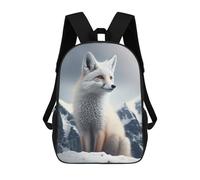 sinyumoney 3D Printed Children's 17inch White Snow Fox School Backpack High Capacity Travel Book School Bags for Boys Elementary And Middle School Students