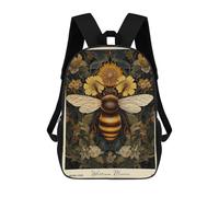 sinyumoney 3D Printed Children's 17inch William Morris Bee And Flowers Art School Backpack High Capacity Travel Book School Bags for Boys Elementary And Middle School Students