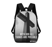 sinyumoney 3D Printed Children's 17inch with God School Backpack High Capacity Travel Book School Bags for Boys Elementary And Middle School Students