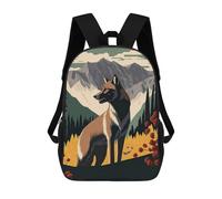 sinyumoney 3D Printed Children's 17inch Wolf Art Series Style 7 School Backpack High Capacity Travel Book School Bags for Boys Elementary And Middle School Students