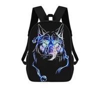 sinyumoney 3D Printed Children's 17inch Wolf Fractal School Backpack High Capacity Travel Book School Bags for Boys Elementary And Middle School Students