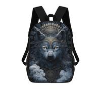 sinyumoney 3D Printed Children's 17inch Wolf Warrior Crown Art Print School Backpack High Capacity Travel Book School Bags for Boys Elementary And Middle School Students