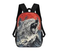 sinyumoney 3D Printed Children's 17inch Wolf Wild Nature School Backpack High Capacity Travel Book School Bags for Boys Elementary And Middle School Students