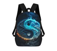 sinyumoney 3D Printed Children's 17inch Yin Yang Symbol Art Print School Backpack High Capacity Travel Book School Bags for Boys Elementary And Middle School Students