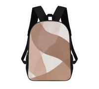 sinyumoney 3D Printed Children's Backpack Abstract Brown & White Art School Backpack High Capacity Travel Book Bags for Boys Elementary And Middle School Students 17inch