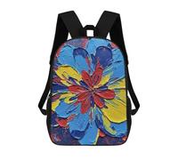 sinyumoney 3D Printed Children's Backpack Abstract Floral Painting with Bold Colors School Backpack High Capacity Travel Book Bags for Boys Elementary And Middle School Students 17inch