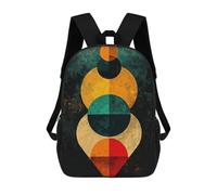 sinyumoney 3D Printed Children's Backpack Abstract Geometric Art School Backpack High Capacity Travel Book Bags for Boys Elementary And Middle School Students 17inch