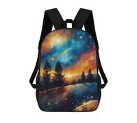 sinyumoney 3D Printed Children's Backpack Abstract Landscape Neon School Backpack High Capacity Travel Book Bags for Boys Elementary And Middle School Students 17inch