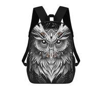 sinyumoney 3D Printed Children's Backpack Abstract Owl Vector Portrait in Black And White School Backpack High Capacity Travel Book Bags for Boys Elementary And Middle School Students 17inch