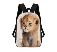 sinyumoney 3D Printed Children's Backpack Adorable Lion Cub Watercolor Art School Backpack High Capacity Travel Book Bags for Boys Elementary And Middle School Students 17inch