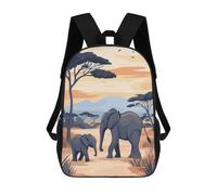 sinyumoney 3D Printed Children's Backpack African Elephant Family Travel Lightweight School Bag Fashion School Backpack for Kids School Students 17inch