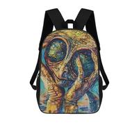 sinyumoney 3D Printed Children's Backpack Alien Art LIX Travel Lightweight School Bag Fashion School Backpack for Kids School Students 17inch