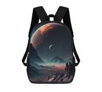 sinyumoney 3D Printed Children's Backpack Alien Planet Landscape School Backpack High Capacity Travel Book Bags for Boys Elementary And Middle School Students 17inch