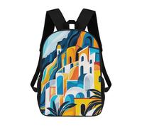 sinyumoney 3D Printed Children's Backpack Amalfi Coast I School Backpack High Capacity Travel Book Bags for Boys Elementary And Middle School Students 17inch