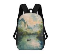 sinyumoney 3D Printed Children's Backpack Asian Mountains River Travel Lightweight School Bag Fashion School Backpack for Kids School Students 17inch