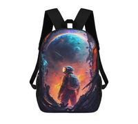 sinyumoney 3D Printed Children's Backpack Astronaut Gazing at Planets -1 School Backpack High Capacity Travel Book Bags for Boys Elementary And Middle School Students 17inch