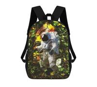 sinyumoney 3D Printed Children's Backpack Astronaut in The Forest School Backpack High Capacity Travel Book Bags for Boys Elementary And Middle School Students 17inch