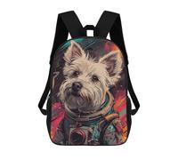 sinyumoney 3D Printed Children's Backpack Astronaut Space Terrier School Backpack High Capacity Travel Book Bags for Boys Elementary And Middle School Students 17inch