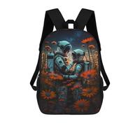 sinyumoney 3D Printed Children's Backpack Astronauts in A Field of Flowers Travel Lightweight School Bag Fashion School Backpack for Kids School Students 17inch