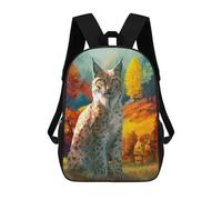 sinyumoney 3D Printed Children's Backpack Autumn Lynx Travel Lightweight School Bag Fashion School Backpack for Kids School Students 17inch