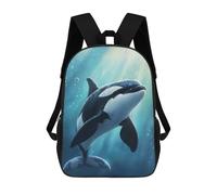sinyumoney 3D Printed Children's Backpack Baby Orca in Blue Water School Backpack High Capacity Travel Book Bags for Boys Elementary And Middle School Students 17inch