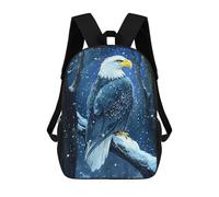 sinyumoney 3D Printed Children's Backpack Bald Eagle in Winter School Backpack High Capacity Travel Book Bags for Boys Elementary And Middle School Students 17inch