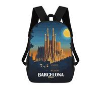 sinyumoney 3D Printed Children's Backpack Barcelona Spain Sagrada Familia Illustration Travel Lightweight School Bag Fashion School Backpack for Kids School Students 17inch