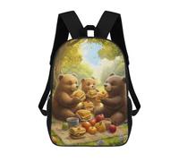 sinyumoney 3D Printed Children's Backpack Bears Picnic Travel Lightweight School Bag Fashion School Backpack for Kids School Students 17inch