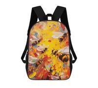 sinyumoney 3D Printed Children's Backpack Bees in Flight Abstract Art Travel Lightweight School Bag Fashion School Backpack for Kids School Students 17inch