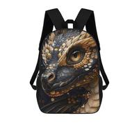 sinyumoney 3D Printed Children's Backpack Black And Gold Dragon Travel Lightweight School Bag Fashion School Backpack for Kids School Students 17inch