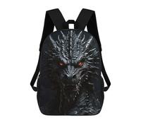 sinyumoney 3D Printed Children's Backpack Black Dragon Travel Lightweight School Bag Fashion School Backpack for Kids School Students 17inch