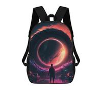 sinyumoney 3D Printed Children's Backpack Black Hole's Whisper School Backpack High Capacity Travel Book Bags for Boys Elementary And Middle School Students 17inch