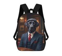 sinyumoney 3D Printed Children's Backpack Black Labrador Dog Wearing A Suit at The Pub School Backpack High Capacity Travel Book Bags for Boys Elementary And Middle School Students 17inch