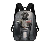 sinyumoney 3D Printed Children's Backpack Black Labrador on Toilet Travel Lightweight School Bag Fashion School Backpack for Kids School Students 17inch
