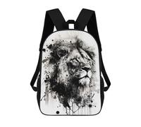 sinyumoney 3D Printed Children's Backpack Black Lion Watercolor Travel Lightweight School Bag Fashion School Backpack for Kids School Students 17inch