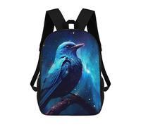 sinyumoney 3D Printed Children's Backpack Blue Bird in Space Travel Lightweight School Bag Fashion School Backpack for Kids School Students 17inch