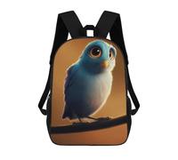sinyumoney 3D Printed Children's Backpack Blue Bird Perched on Branch School Backpack High Capacity Travel Book Bags for Boys Elementary And Middle School Students 17inch