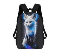 sinyumoney 3D Printed Children's Backpack Blue Fox Fantasy Art Travel Lightweight School Bag Fashion School Backpack for Kids School Students 17inch