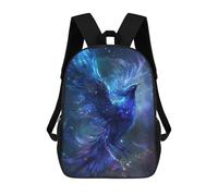 sinyumoney 3D Printed Children's Backpack Blue Phoenix School Backpack High Capacity Travel Book Bags for Boys Elementary And Middle School Students 17inch
