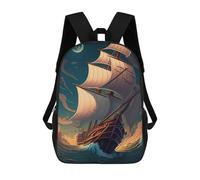 sinyumoney 3D Printed Children's Backpack Boat Sunset School Backpack High Capacity Travel Book Bags for Boys Elementary And Middle School Students 17inch