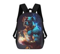 sinyumoney 3D Printed Children's Backpack Boxer Dog School Backpack High Capacity Travel Book Bags for Boys Elementary And Middle School Students 17inch